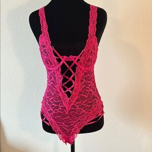 Frederick's of Hollywood Pink Lace Bodysuit